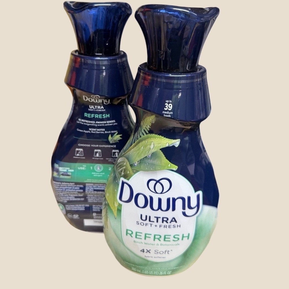 2 Downy Ultra Soft + Fresh Refresh Birch Water & Botanicals Fabric Softener 26oz